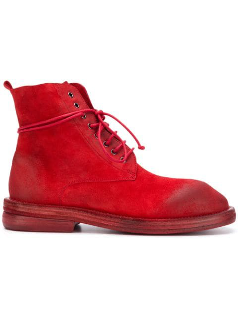 red combat boots