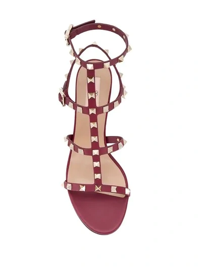 Shop Valentino Rockstud Block-heel Sandals In Red