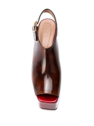 Shop Marni Platform Wedge Sandals In Brown