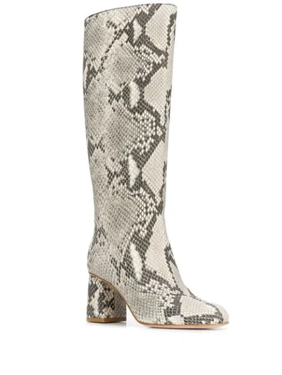 Shop Red Valentino Snakeskin-effect Boots In Neutrals