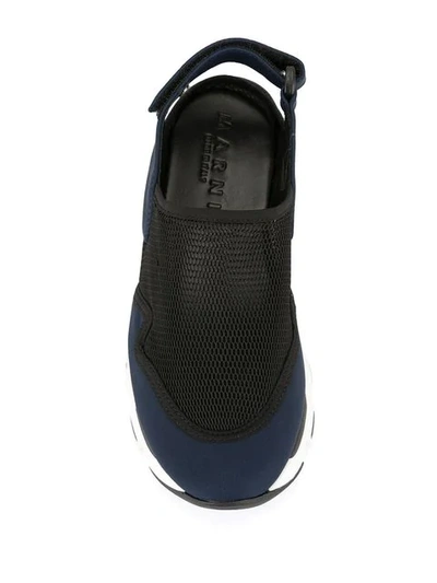 Shop Marni Colour Block Heelless Sneakers In Blue