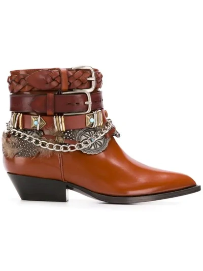 Shop Philosophy Di Lorenzo Serafini Buckled Pointed Boots In Brown
