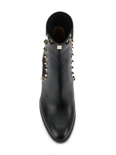 Valentino Rockstud Pebbled-leather Ankle Boots In Black