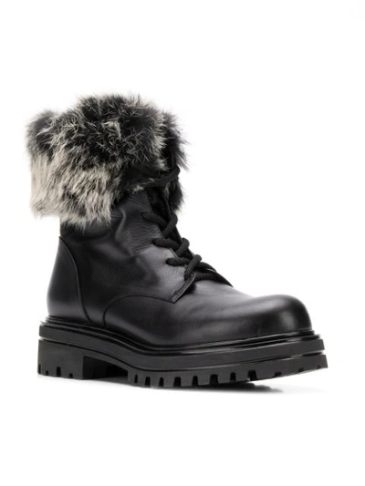 Shop Albano Fur Trim Boots - Black
