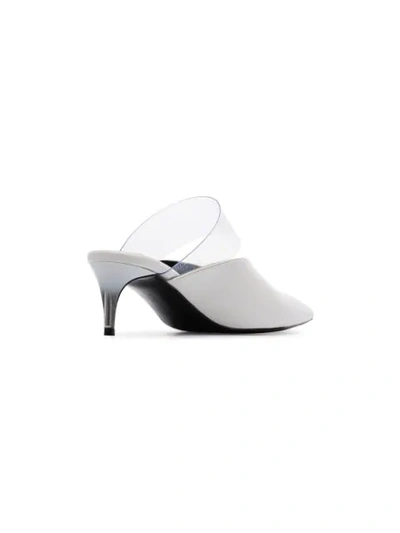 Shop Stella Mccartney White 50 Logo Detail Strap Mules