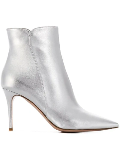 Shop Gianvito Rossi Metallic Ankle Booties In Silver