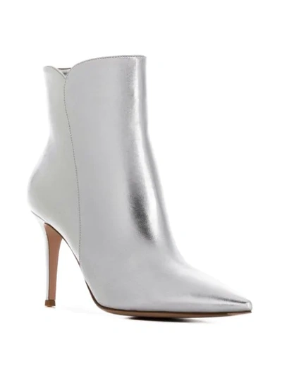 Shop Gianvito Rossi Metallic Ankle Booties In Silver