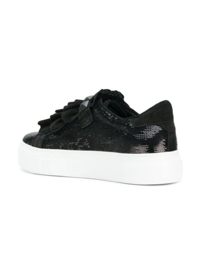 Shop Kennel & Schmenger Sequin And Ruffle Trim Platform Sneakers In Black