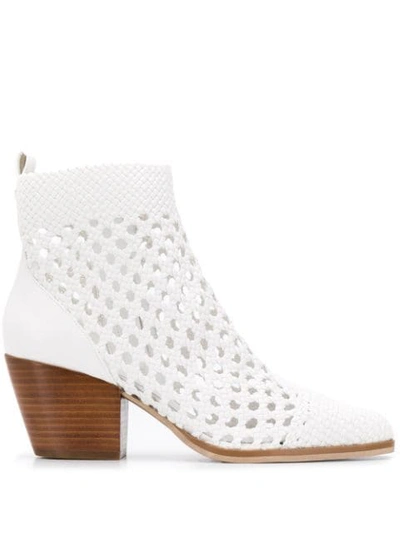 Shop Michael Michael Kors Pointed Cowboy Ankle Boots In White
