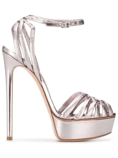 Shop Casadei Flora Bonnie Platform Sandals In Metallic