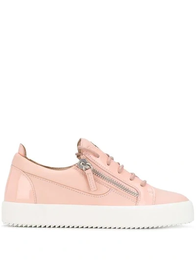 Shop Giuseppe Zanotti Pink Round Toe Sneakers