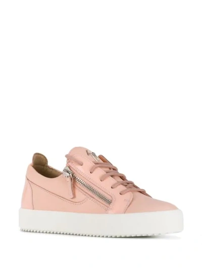 Shop Giuseppe Zanotti Pink Round Toe Sneakers