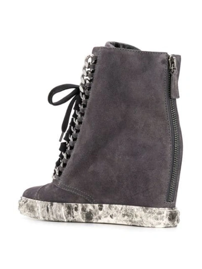 Shop Casadei Wedged Sneakers In Grey