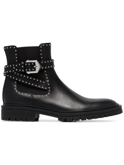 Shop Givenchy Black Elegant Studded Leather Ankle Boots