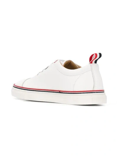 Shop Thom Browne Side Stripe Sneakers In White