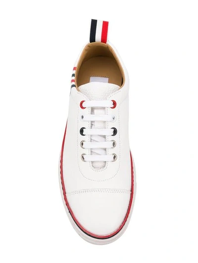 Shop Thom Browne Side Stripe Sneakers In White