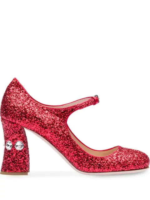 red glitter mary janes