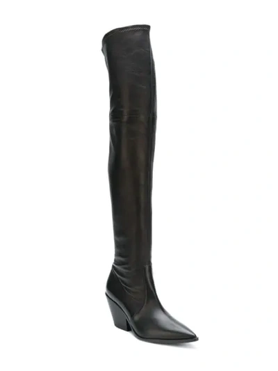 Shop Casadei Block Heel Over-the-knee Boots In Black