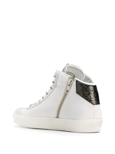 Shop Leather Crown Glitter Detail Low Top Sneakers In White