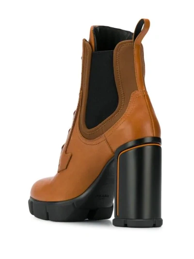 Shop Prada Heeled Lace-up Ankle Boots In Brown