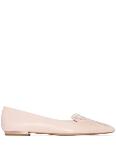 Shop Sophia Webster Bibi Butterfly-embellished Ballerinas In Neutrals