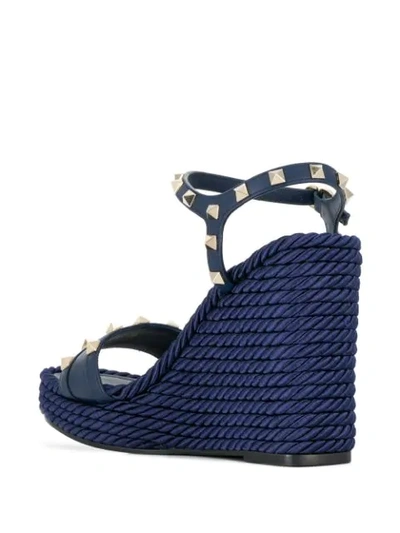 Shop Valentino Garavani Rockstud Wedge Sandals In Blue