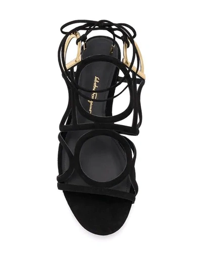 Shop Ferragamo Gladiator Lace Up Sandals In Black