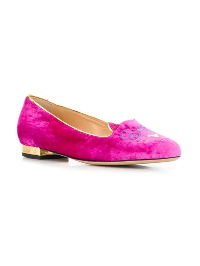 Shop Charlotte Olympia Kitty Ballerinas In Pink