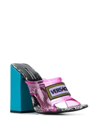 Shop Versace Vintage Logo High-heel Sandals In Df5oh Rosa Fluo Oro Caldo
