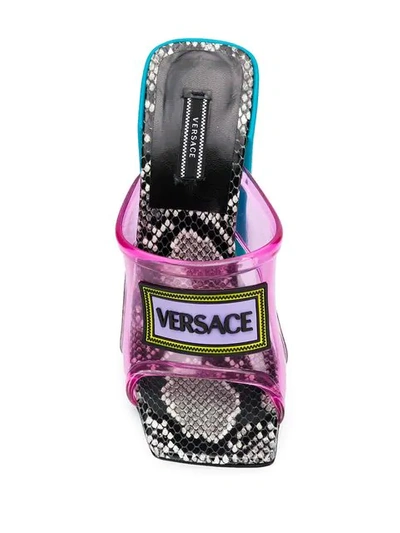 Shop Versace Vintage Logo High-heel Sandals In Df5oh Rosa Fluo Oro Caldo