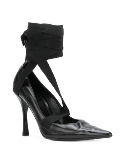 Pre-owned Gucci 2000s Ankle Wrapped Pumps In Black