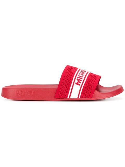 red michael kors slides