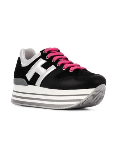 Shop Hogan Logo Lace-up Sneakers In Black