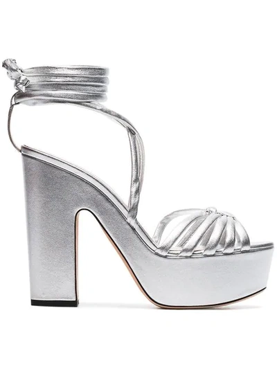 Shop Alchimia Di Ballin Tara 125 Leather Platform Sandals In Silver