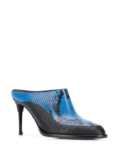 Shop A.f.vandevorst Python Print Mules In Blue