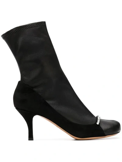 Shop Valentino Jewel Embellished Boots  In Black
