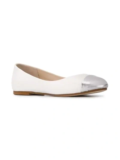 Shop Anna Baiguera Mettalic Toe Ballerinas In White