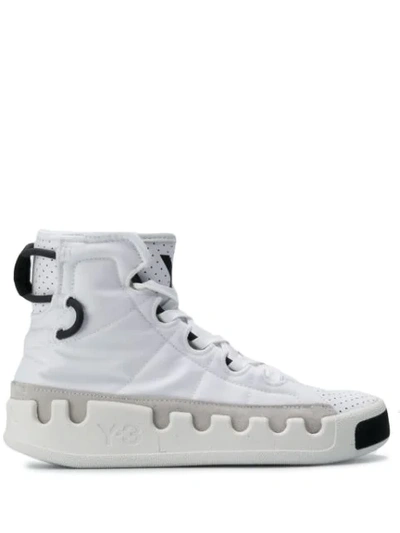 Shop Y-3 Perforated Detail Sneakers In White