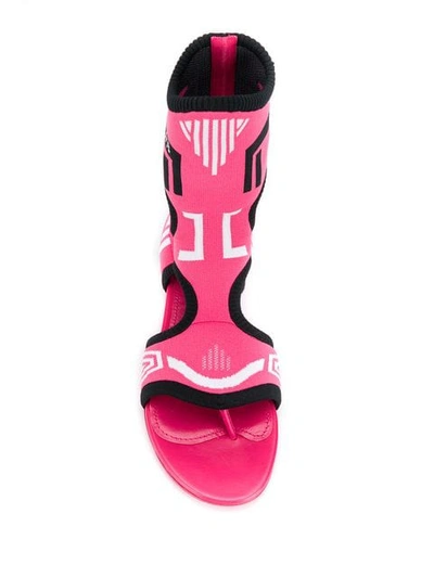 Shop Prada Jacquard Knit Sock Sandals In Pink