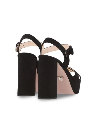 Shop Prada Suede Platform Sandals In Black