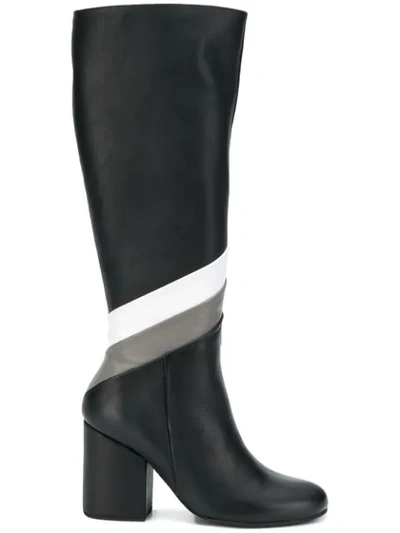 Shop Paloma Barceló Striped Knee-length Boots - Black