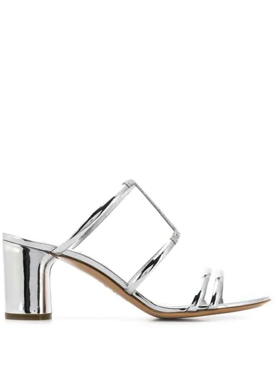 Shop Casadei Aurora Slip-on Sandals - Silver