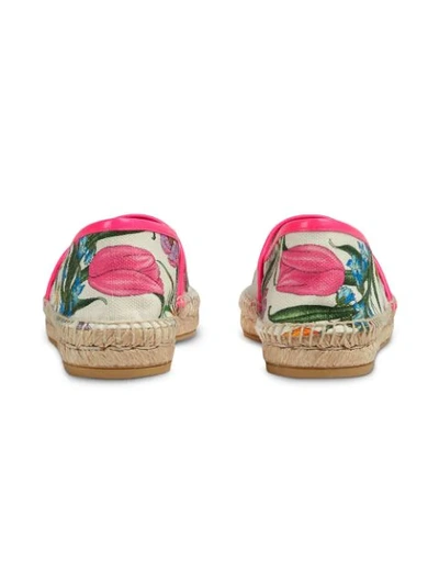 Shop Gucci Flora Print Canvas Espadrilles In White