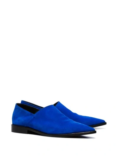HAIDER ACKERMANN BLUE POINTED SUEDE FLAT BROGUES - 蓝色