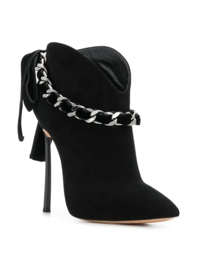 Shop Casadei Chain Embellished Boots - Black