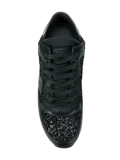 Shop Philippe Model Glitter-panelled Sneakers - Black