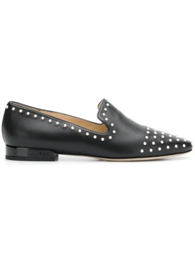 Shop Jimmy Choo Jaida Pearl Embellished Slippers In Black