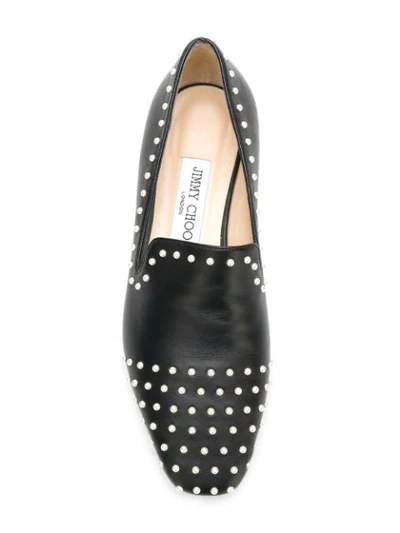 Shop Jimmy Choo Jaida Pearl Embellished Slippers In Black