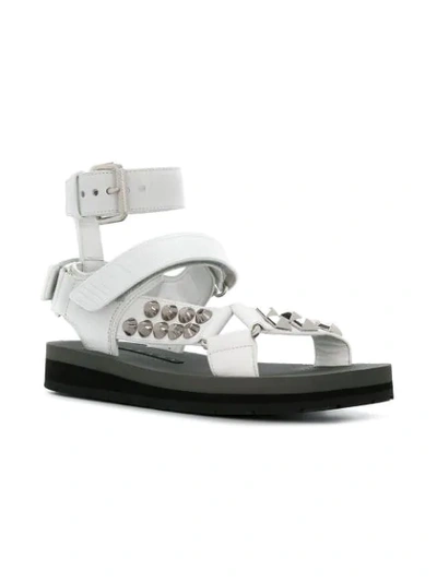 Shop Prada Studded Sandals - White