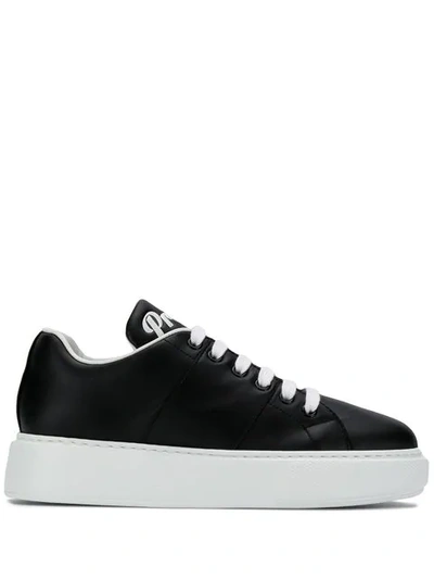 Shop Prada Logo Basketball Sneakers In Black